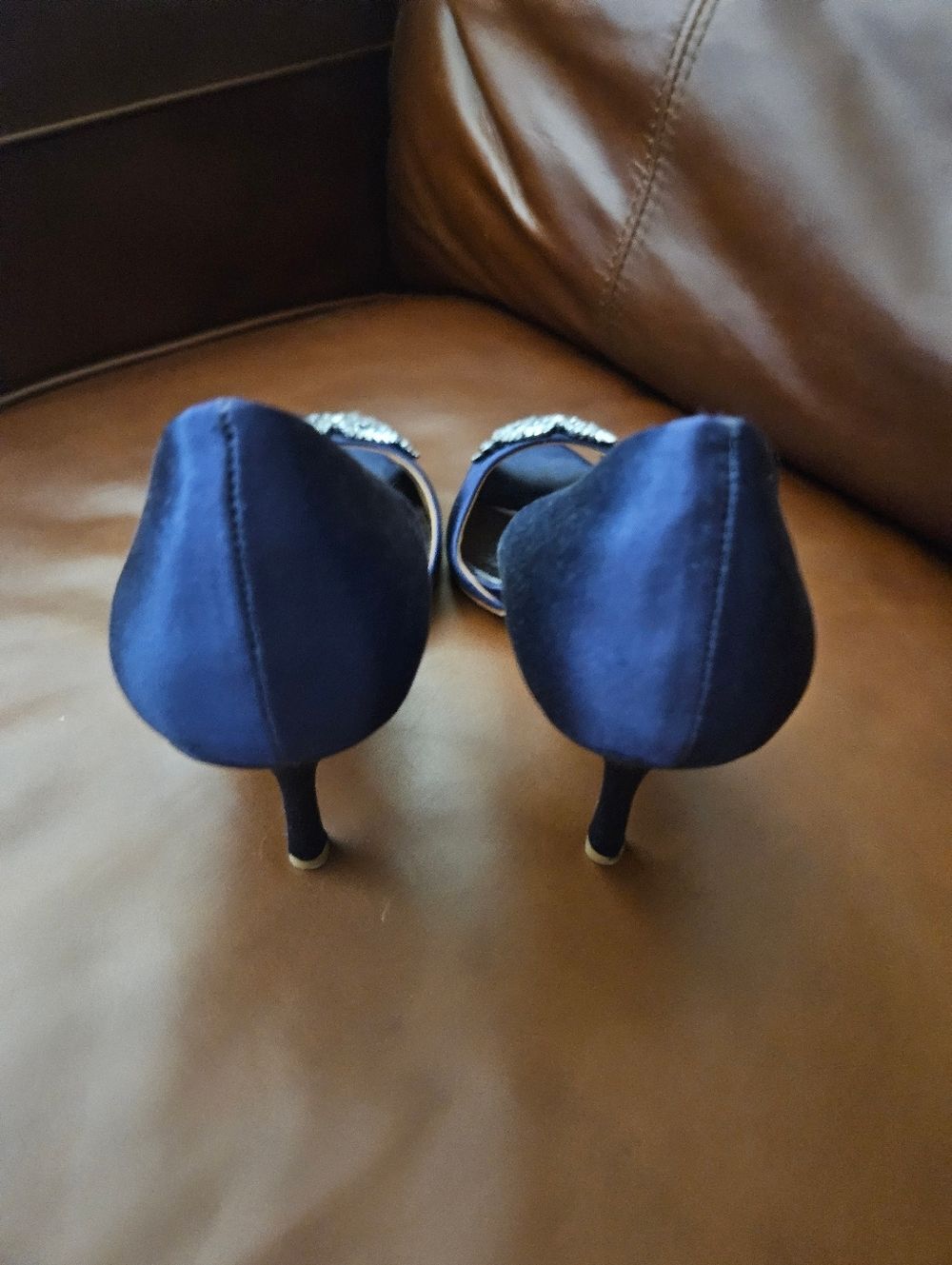 Badgley Mischka Satin D'Orsay Heels with Crystal Embellishment 7.5 - Picture 2 of 4